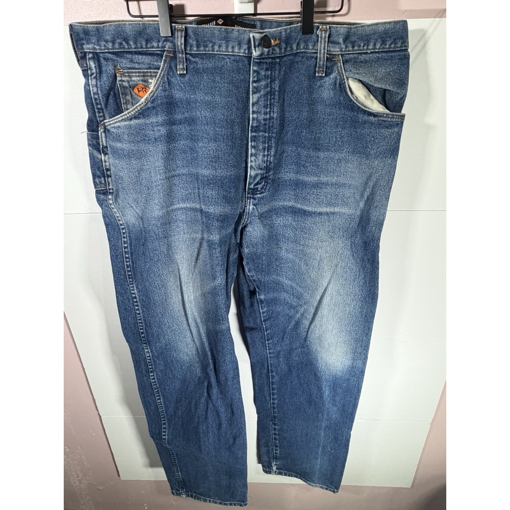 Wrangler‎ FR Flame Resistant Jeans Mens Relaxed Fit Workwear Distressed